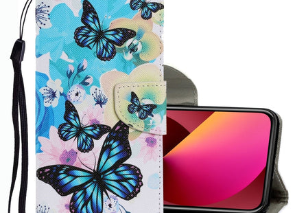 Coloured Drawing Pattern Leather Phone Case, For iPhone 13