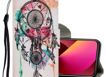 Coloured Drawing Pattern Leather Phone Case, For iPhone 13