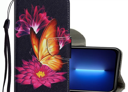Coloured Drawing Pattern Leather Phone Case, For iPhone 13 Pro Max
