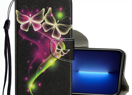 Coloured Drawing Pattern Leather Phone Case, For iPhone 13 Pro Max