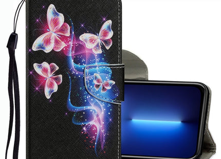 Coloured Drawing Pattern Leather Phone Case, For iPhone 13 Pro Max