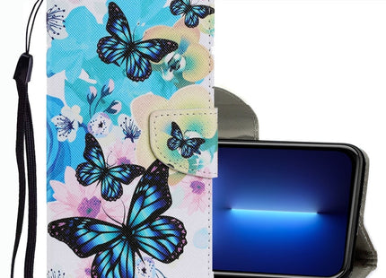 Coloured Drawing Pattern Leather Phone Case, For iPhone 13 Pro Max