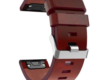 (Without Sewing Thread) Quick Release Leather Strap, For Garmin Fenix 5X