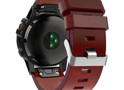 (Without Sewing Thread) Quick Release Leather Strap, For Garmin Fenix 5X