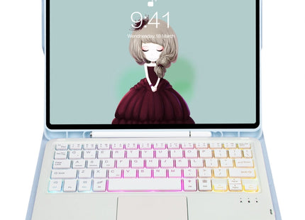 iPad Bluetooth Keyboard Leather Case with Trackpad & Pen Slot