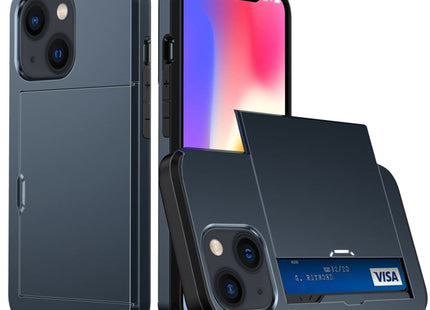 Shockproof Armor Protective Phone Case with Slide Card Slot, For iPhone 14, For iPhone 14 Plus