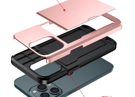 Shockproof Armor Protective Phone Case with Slide Card Slot, For iPhone 14, For iPhone 14 Plus
