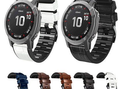 Crocodile Texture Silicone Leather Watch Band, For Garmin Fenix 7/6 Pro/5 Plus 22mm, For Garmin Fenix 7X/6X Pro/Tactix 7 26mm