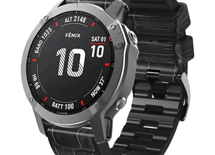 Crocodile Texture Silicone Leather Watch Band, For Garmin Fenix 7/6 Pro/5 Plus 22mm, For Garmin Fenix 7X/6X Pro/Tactix 7 26mm