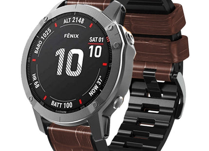 Crocodile Texture Silicone Leather Watch Band, For Garmin Fenix 7/6 Pro/5 Plus 22mm, For Garmin Fenix 7X/6X Pro/Tactix 7 26mm