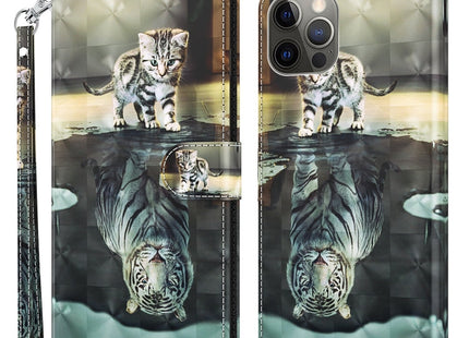 3D Painting Pattern Flip Leather Phone Case, For iPhone 14 Pro, For iPhone 14 Pro Max