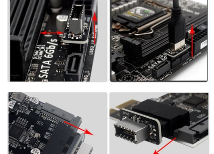 10 PCS 73S Mainboard USB 3.0 19P/20P to Type-E90 Degree Adapter, 10pcs
