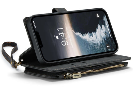 For iPhone 14 CaseMe C30 Multifunctional Phone Leather Case (Black)