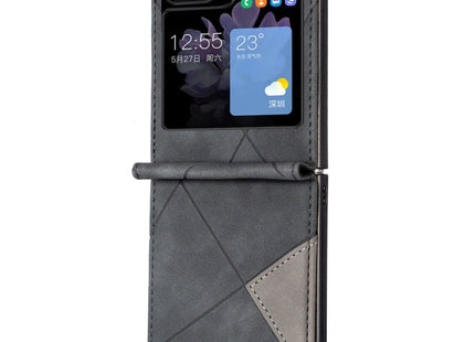For Samsung Galaxy Z Flip5 Rhombus Texture Leather Phone Case(Black)