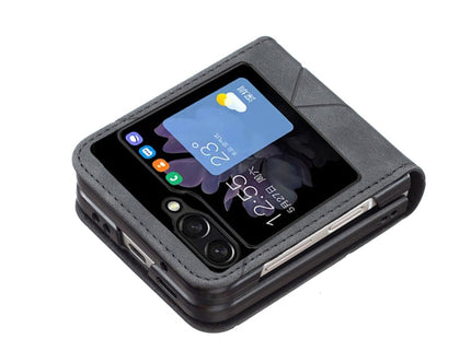 For Samsung Galaxy Z Flip5 Rhombus Texture Leather Phone Case(Black)