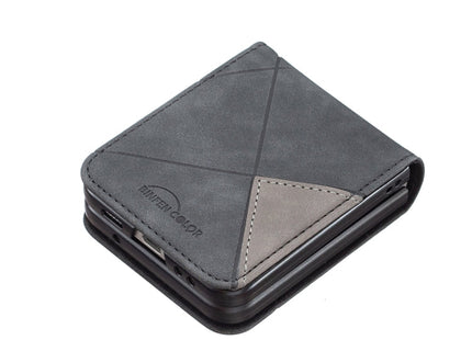 For Samsung Galaxy Z Flip5 Rhombus Texture Leather Phone Case(Black)