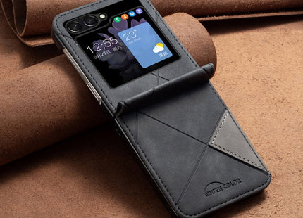 For Samsung Galaxy Z Flip5 Rhombus Texture Leather Phone Case(Black)