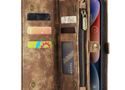 For iPhone 14 CaseMe 008 Detachable Multifunctional Leather Phone Case(Brown)