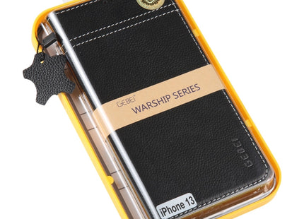 GEBEI Top-grain Horizontal Flip Leather Phone Case, For iPhone 13