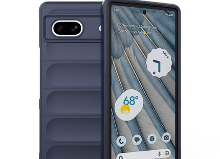 For Google Pixel 7a Magic Shield TPU  Flannel Phone Case(Dark Blue)