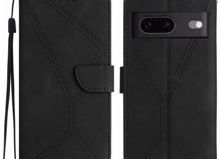 For Google Pixel 7a Stitching Embossed Leather Phone Case(Black)