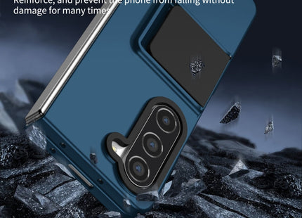 For Samsung Galaxy Z Fold5 Three-dimensional Folding Holder PC Phone Case(Blue)