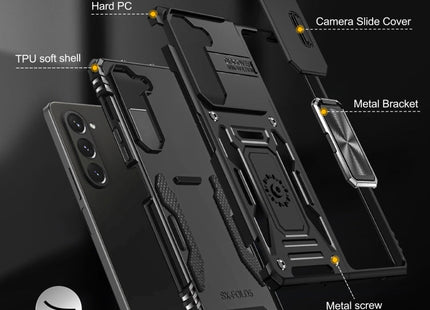 For Samsung Galaxy Z Fold5 5G Armor PC + TPU Camera Shield Phone Case(Black)