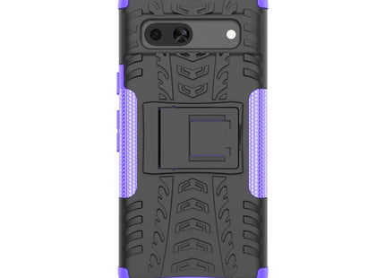 For Google Pixel 7a Tire Texture TPU  PC Phone Case with Holder(Purple)