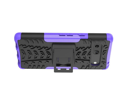 For Google Pixel 7a Tire Texture TPU  PC Phone Case with Holder(Purple)