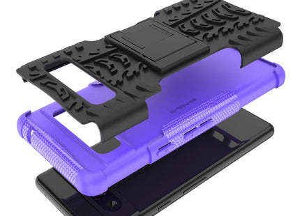 For Google Pixel 7a Tire Texture TPU  PC Phone Case with Holder(Purple)