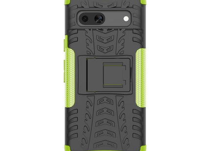 For Google Pixel 7a Tire Texture TPU  PC Phone Case with Holder(Green)