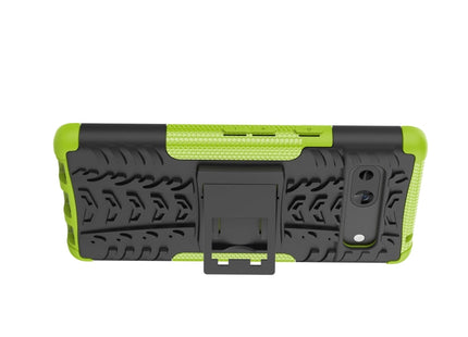 For Google Pixel 7a Tire Texture TPU  PC Phone Case with Holder(Green)