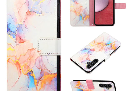 For Samsung Galaxy A25 5G PT003 Marble Pattern Flip Leather Phone Case(Galaxy Marble White LS004)