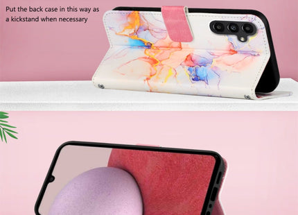 For Samsung Galaxy A25 5G PT003 Marble Pattern Flip Leather Phone Case(Galaxy Marble White LS004)