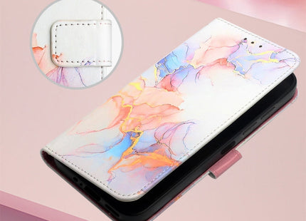 For Samsung Galaxy A25 5G PT003 Marble Pattern Flip Leather Phone Case(Galaxy Marble White LS004)