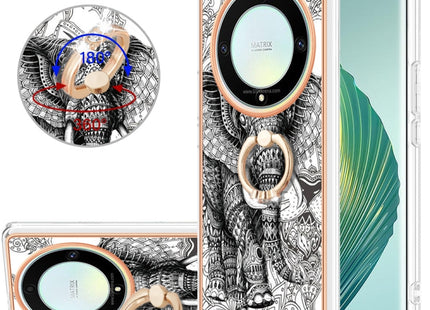 For Honor X9a / Magic5 Lite Electroplating Dual-side IMD Phone Case with Ring Holder(Totem Elephant)