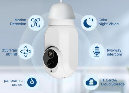 1080P Bulb Type WiFi Surveillance Camera Support Night Vision & Two-way Intercom & Motion Detection, K8