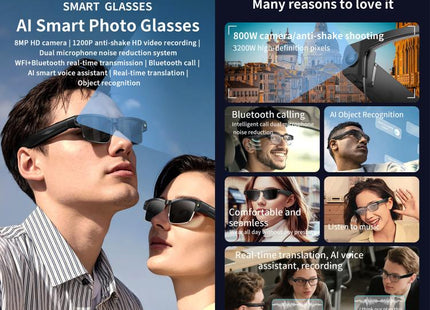 L802 Smart Glasses with 8MP HD Camera, Wi-Fi Video & Smart Assistant