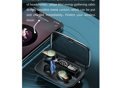 M18 Bluetooth 5.1 LED Display Screen Waterproof Wireless Bluetooth Earphone with Charging Box, M18