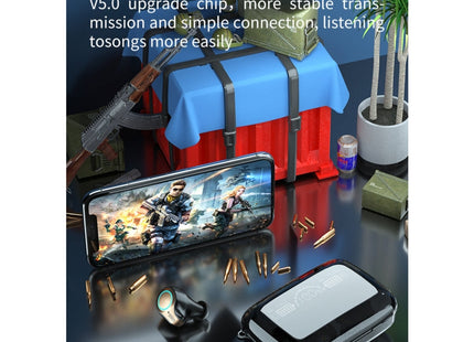 M18 Bluetooth 5.1 LED Display Screen Waterproof Wireless Bluetooth Earphone with Charging Box, M18