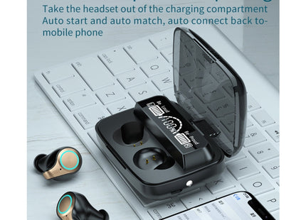 M18 Bluetooth 5.1 LED Display Screen Waterproof Wireless Bluetooth Earphone with Charging Box, M18