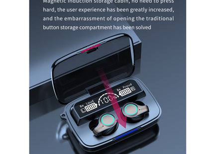 M18 Bluetooth 5.1 LED Display Screen Waterproof Wireless Bluetooth Earphone with Charging Box, M18