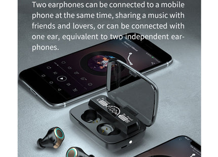 M18 Bluetooth 5.1 LED Display Screen Waterproof Wireless Bluetooth Earphone with Charging Box, M18