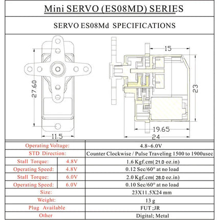 EMAX ES08MD II 13g Mini Metal Digital Servo