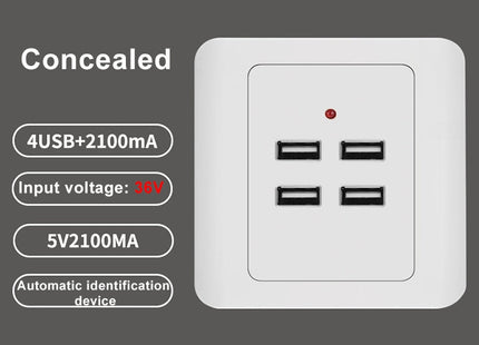 5V 3.1A 4 Ports USB Wall Charger Adapter Dock Station Socket Power Panel, 36V input