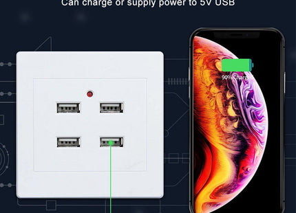 5V 3.1A 4 Ports USB Wall Charger Adapter Dock Station Socket Power Panel, 36V input