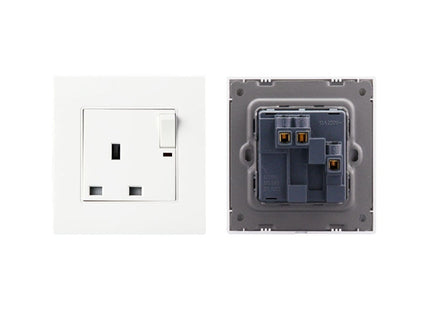 86 Type PC 13A Three Hole Power Socket with Light Switch, UK Plug