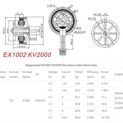 Happymodel EX1002 / RS1002 20000kV Unibell Brushless Motor for Moblite7 HD