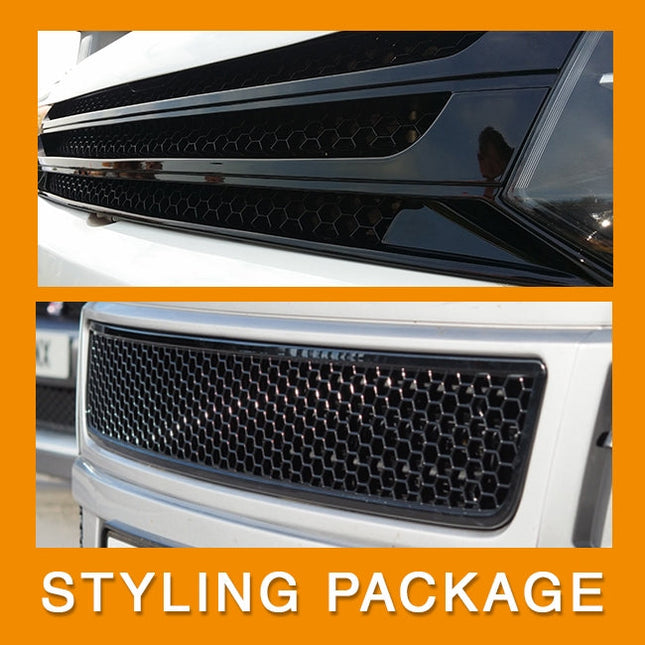 For VW T5.1 Transporter Van Front Styling Gloss-Black Package (2pcs) Painted and Ready to Fit