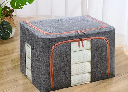 Large Foldable Fabric Storage Box - Steel Frame Transparent Lid Dustproof